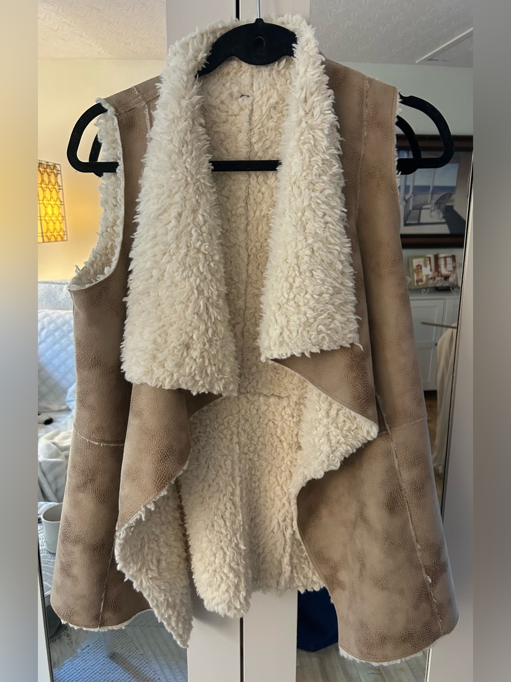 🌟 Boho Faux Suede & Sherpa Sleeveless Vest 🌟S/M